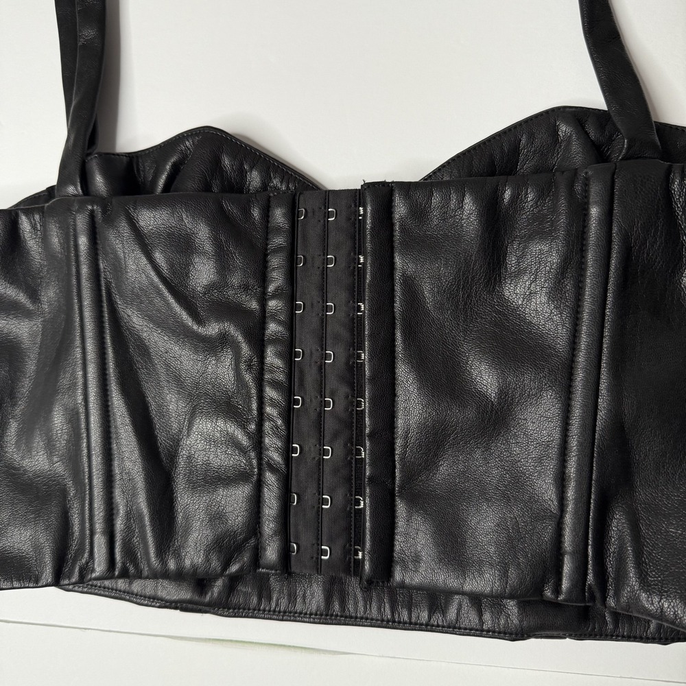 Lovers & Friends Women's Small‎ Crop Top Faux Leather Y2K Corset Bustier - Picture 4 of 5